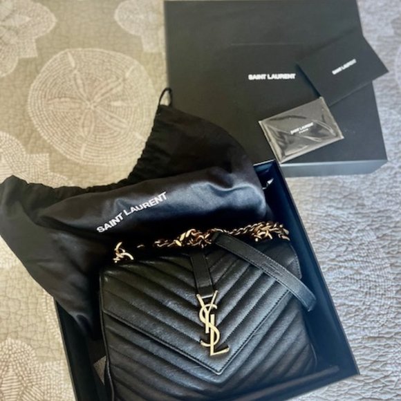 YSL MEDIUM COLLEGE IN QUILTED LEATHER $ 2,650  LAMBSKIN SATCHEL - Picture 12 of 12